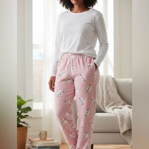NWOT: size 1x Bobbie Brooks Pink plush PJ bottoms with Cat Design